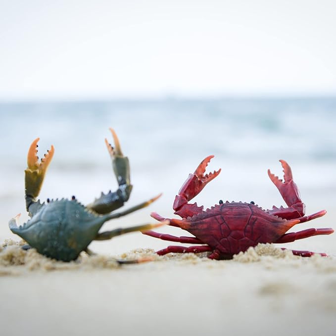Gemini&Genius Crabs Animal Figures Marine Toys Realistic Sea Animal Action Figures Ocean Model Toy Stocking Stuffers, Role Play, Swim, Bath Toys for Kids