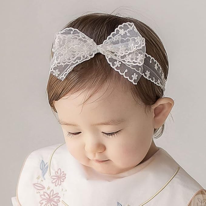 Bethynas Baby Girls Cute Bow-knot Headband Soft Lace Floral Hairbands Newborn Infant Toddlers Kids Hair Accessories (Style 2)