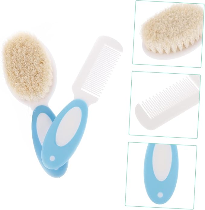Baby Shampoo Brush Set Hair Accessories for Newborns Toddlers Gentle Wool Bristles