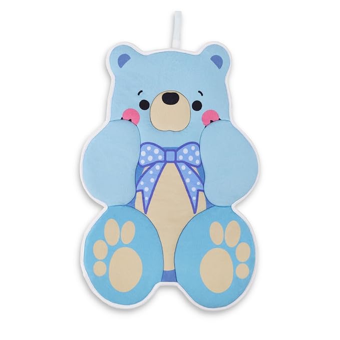 Original Bear Baby Bath Pad - Machine Washable Bear Seat Cushion for Infants 0-6 Months+, Anti-Slip Tub & Sink Pad, BPA-Free Blue Bath Essential