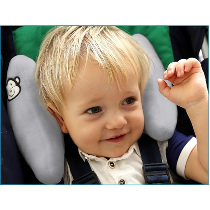 Adjustable Baby Travel Pillow Cushion for Car Seat,Infant Head Neck Support,Headrest for Stroller,Baby Neck Pillows for Pushchair, U-Shape Head Support Pillow for Infants,Grey
