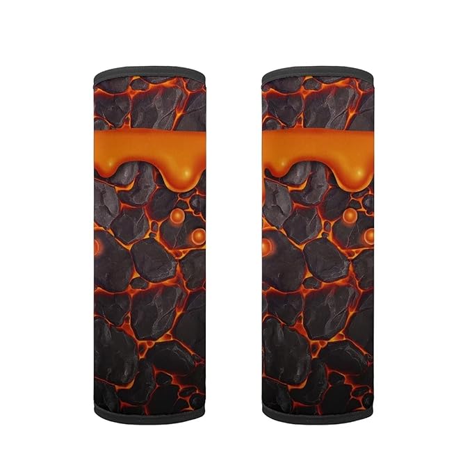 AFPANQZ 2 Pack Car Seat Belt Covers Cool Magma Fissure Design Car Seatbelt Pad Cushion Pads for Kids Adjustable Universal for Most Car Laptop Backpack Luggage Bag Straps Soft Pads
