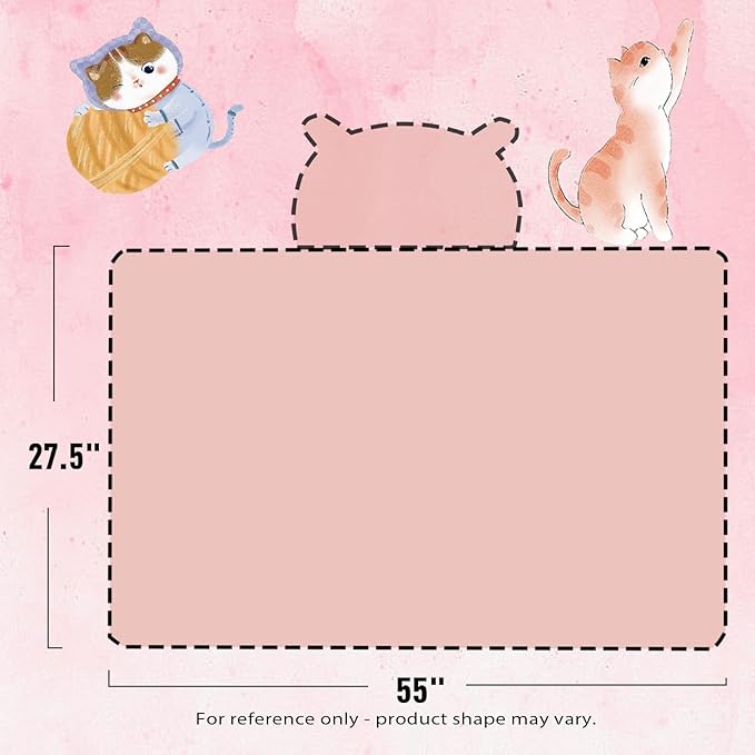 Toddler Baby Bath Towel with Hood 27.5"X55" Ultra Absorbent Soft Cozy Comfort Bathrobe Blanket, 0-6 Years Infant Shower Towel for Girls(Pink Cat)