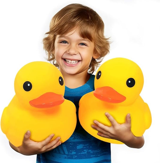 2 Pcs Jumbo Rubber Yellow Duck,Kalafona 10.3 Inch Giant Big Large No 'Bebe' Noise No Hole Rubber Funny Duck Bath Pool Toy Without Hole for Kids Shower Birthday Party Favor Home Decor