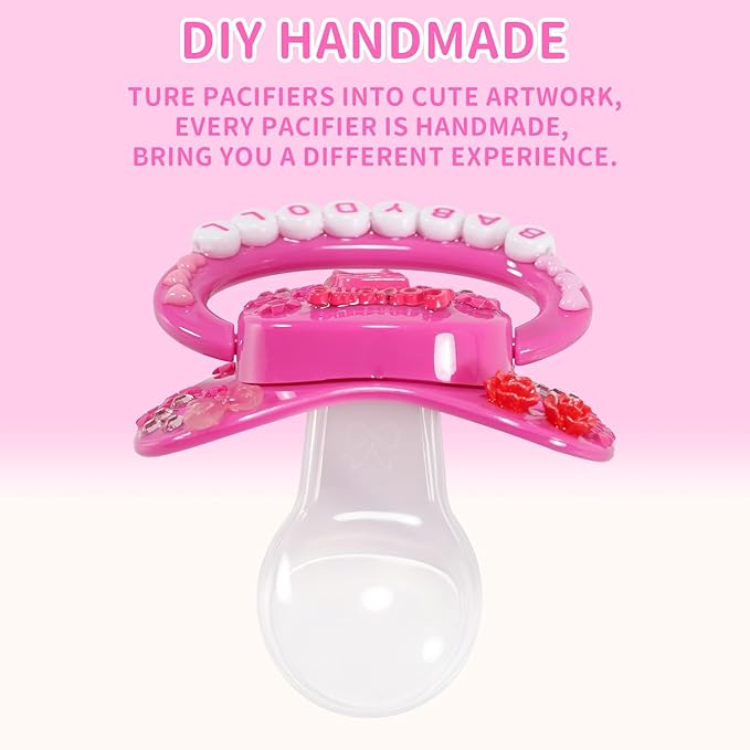 CutiePlusU Adult Sized Pacifier Dummy Big Shield DIY Handmade- DarkPink