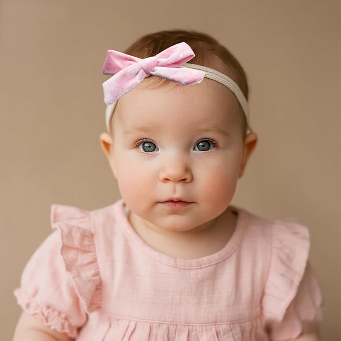 Baby Girls Christmas Velvet Hair Bow Headbands, Velour Bowknot Nylon Elastic Headband 12 Pcs for Newborn Infant Toddler Girls (25velvet NB 12pcs)