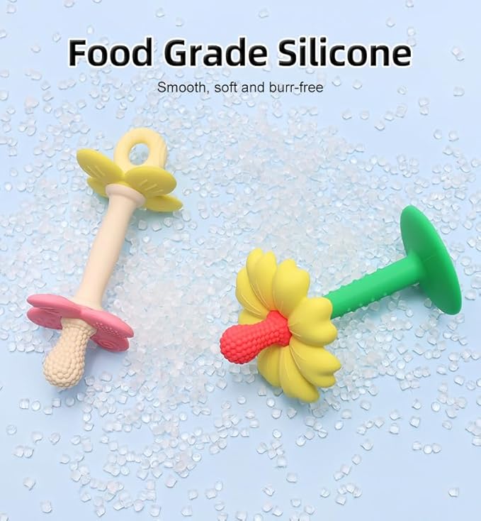 Baby Teether Toy Set, Hand Held Pacifier, Food-Grade Silicone, BPA-Free, Easy-Hold Handle, Natural Fruit Texture, Soothing Teething Relief for Babies 3–24 Months