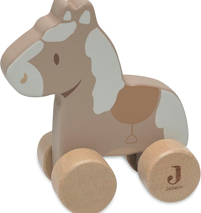 Jollein 112-001-67103 Wooden Toy with Wheels, Horse