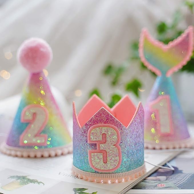 Boy Girl Birthday Crown, Prince Princess Birthday Hat Headband Tiara Crown Cake Photo Prop Party Decorations