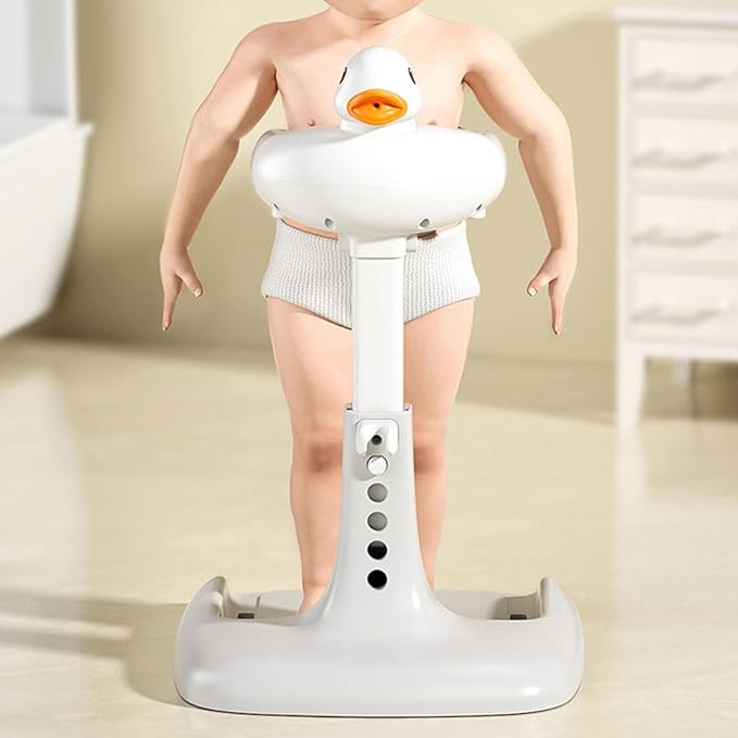 Baby Shower Seat with Anti-Slip Base,Bath Shower Standing Support Stand,Portable Bath Helper Bath Support for Infants Portable Bath Helper for Baby 8-24 Months (White)