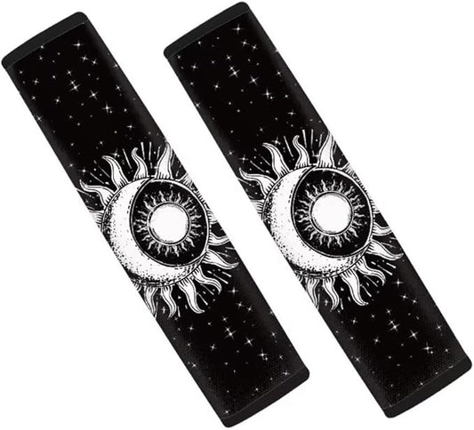 Sun Moon Print Seat Belt Cover for Women Soft Car Seat Belt Pad Cover for Adults Kids 2 Packs Universal Size