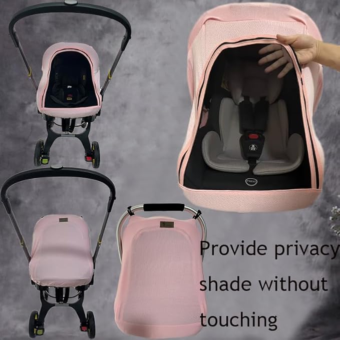 CarSeat Covers for Babies - Universal Baby Car Seat Covers for Girl Summer Infants Carseat Covers Breathable with Inner Bug Nets Covers Dustproof Privacy Shade Protection Baby Covers with Hoop