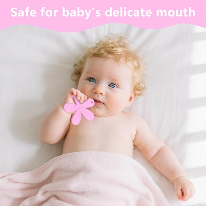 3 Pack Baby Teething Toys for Infants 0-12 Months, BPA Free Silicone Teether Toy, Baby Essentials for Boys Girls, Soft Textured Chew Toys for Teething Relief, Easy to Hold & Clean, Newborn Gifts