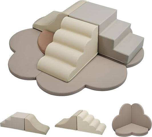 Merax Indoor Climbing Toys for Toddlers, 6-Piece Soft Foam Climbing Blocks Climb & Slide Soft Play Set
