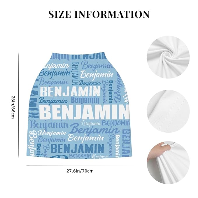 Personalized Baby Car Seat Cover for Boys Girls, Custom Monogram Nursing Covers for Breastfeeding with Name, Infant Stroller Cover, Optional Baby Bib, Baby Swaddle Set for Newborn Infant