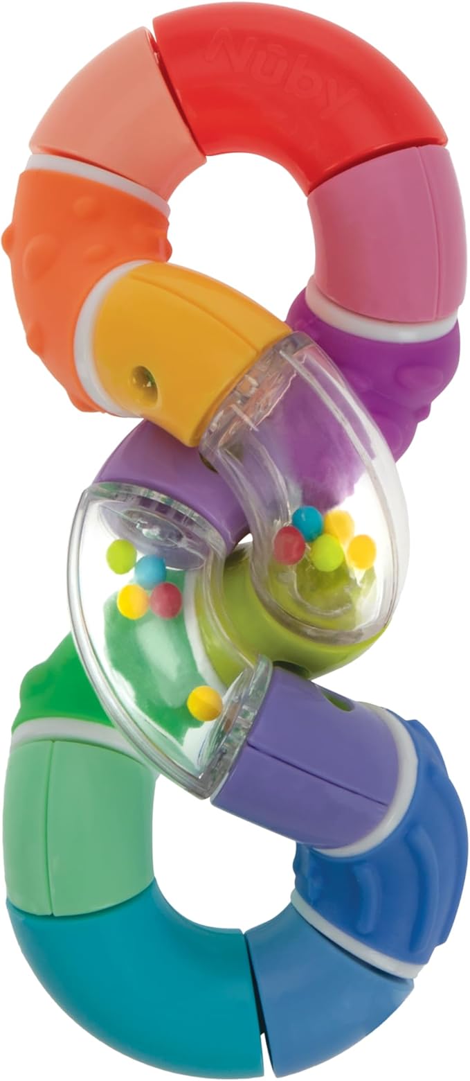 Nuby Twista Teether Toy for Babies - Multicolor Rattle Teething - Toy for Baby Teething Relief - 6+ Months