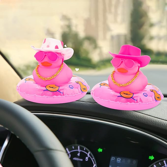 Wonuu Rubber Ducks - Pink & White, Car & Dashboard Decorations