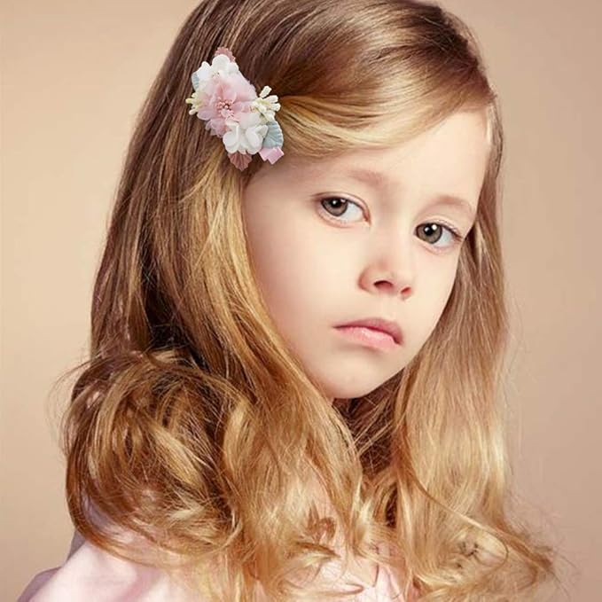Flower Hair Clips Set-Cherrboll 3pcs Floral Hair Bow Accessories for Baby Girl Toddles Teen Gifts
