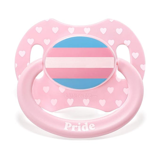 LittleForBig Bigshield Generation-II Adult Sized Printed Pacifier Trans Pride Pattern Pink