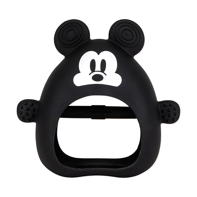 Bumkins Disney Baby Silicone Undroppable Teething Mitt, Freezer Toy Teether Keys, Soft Flexible Platinum Silicone Pacifier to Chew, Cool Teether Gum Relief, Essentials Babies 3 Months, Mickey Mouse