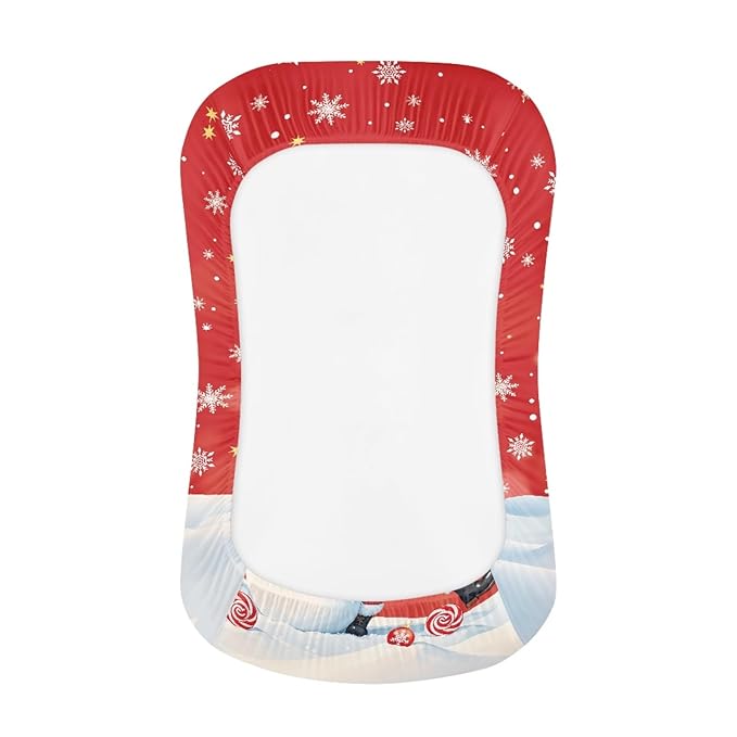Santa Claus Snowman Baby Lounger Cover Only, Newborn Nest Cover, Soft Portable Baby Nest Replacement-Cover Christmas Breathable Infant Lounger Protector, Newborn Essential