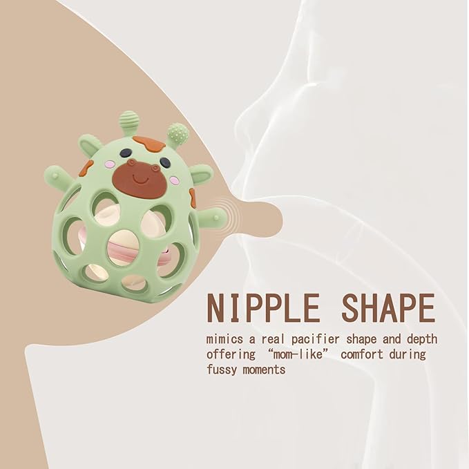 Baby Teething Toys Balls for 0-12 Months, Silicone Sensory Baby Teething Rattle Balls with Pacifier Clip Holder,Easy Grasp Infant Rattle Teether Toy, BPA Free,Soft Infant Chew Toys