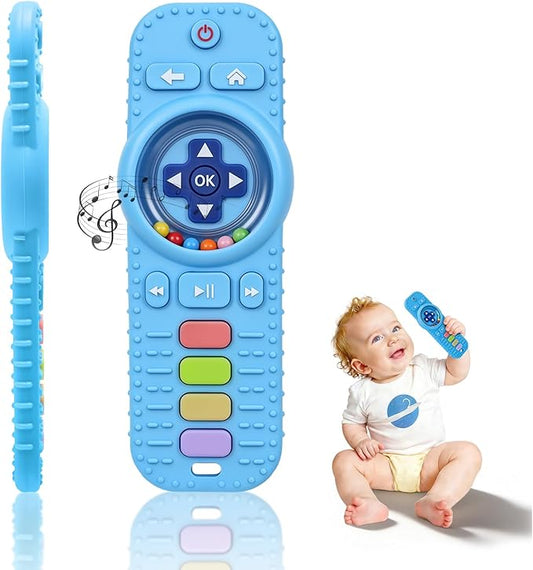 Baby RattlesTeething Toy for Babies 3-6-12 Months, Teething Relief, Silicone Infant Teethers TV Remote Shaped, Toddlers Sensory Toys, Newborn Must