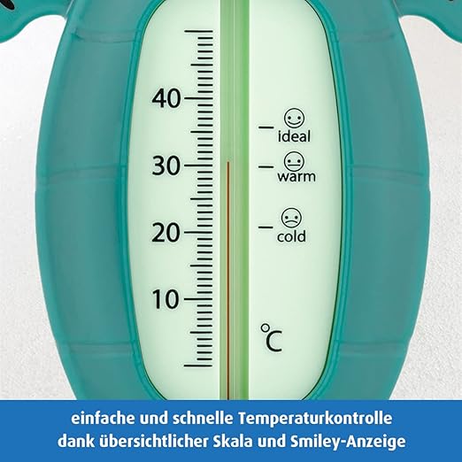 Reer Turtle Baby Thermometer for Bath, Child-Proof Bath Thermometer, Green