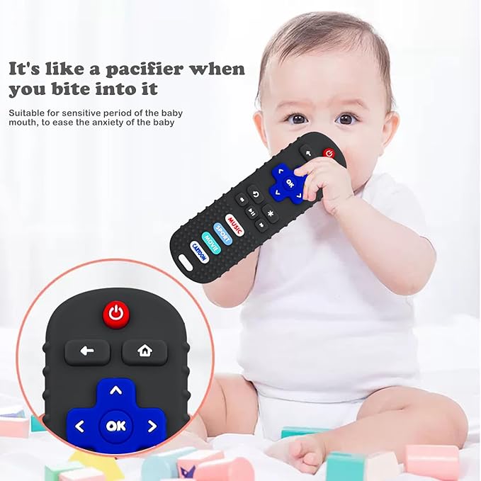 2 Pack Remote Control Shape Teether for Baby,Babies Toy, TV Remote Control,Silicone Remote Control Teething Toys