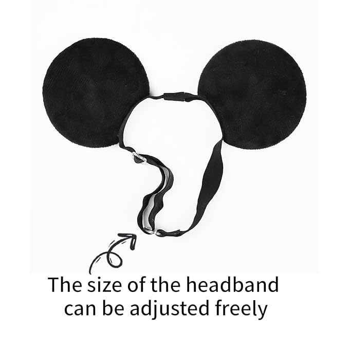 Adjustable Mouse Ears Headband, Velvet Ears Elastic Hairband for Unisex Kids Baby Boys Girls Party Festival Supplies