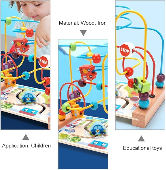 Alasum Ocean-Themed Wooden Bead Maze Toy for Toddlers Ages 1-5 - Montessori Educational Activity Center for Fine Motor Skills and Sensory Learning - Colorful Bead Puzzle and Sequencing Toy for Kids