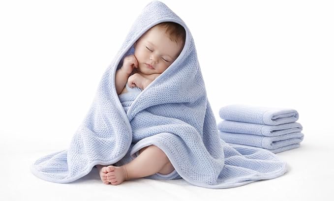 Hooded Baby Towels – Pack of 2 | 100% Muslin Cotton 35x35 in Larger for Better Comfort | Soft & Absorbent Newborn Bath Towel | Large Baby Hooded Towels for Boys & Girls | Baby Shower | Better Quality