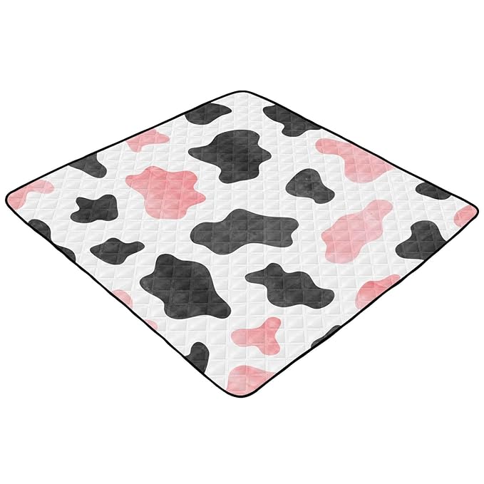 Baby Play Mat Cow Print 50" X 50" Play Gym Crawling Mat Soft Non-Slip Portable Picnic Floor Mat for Infant, Babies, Toddler, Kids
