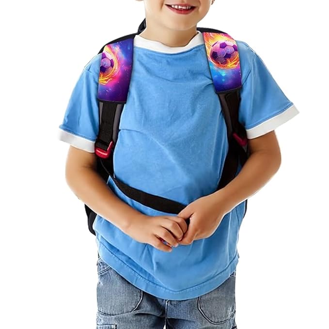 Biyejit Galaxy Fire Soccer Car Seat Belt Covers for Kids, 2 Packs Toddlers Stroller Cartoon Seat Strap Covers, Soft Car Seat Straps Shoulder Pads Seat Belt Protectors for Boys