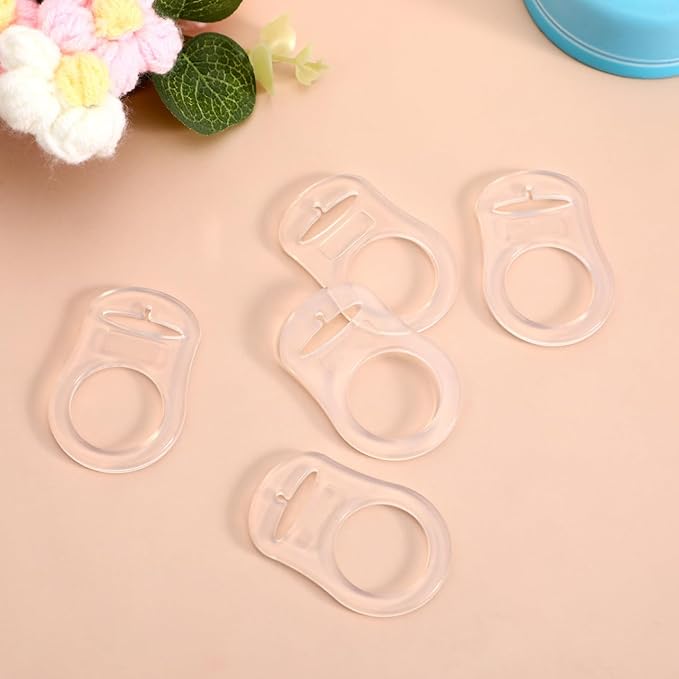 10 Pieces Silicone Adapter Rings Baby Holder and Clip MAM-Compatible (Soft &Transparent)