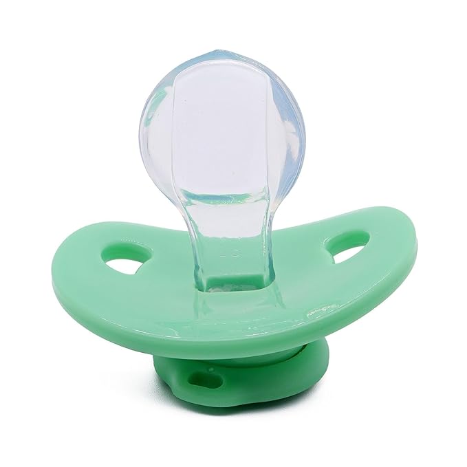 Adult Pacifier for Anxiety: Cute Paci Large Shield for Sleep - Handle Binky with Pacifier Holder Clips Cute Rabbit Green