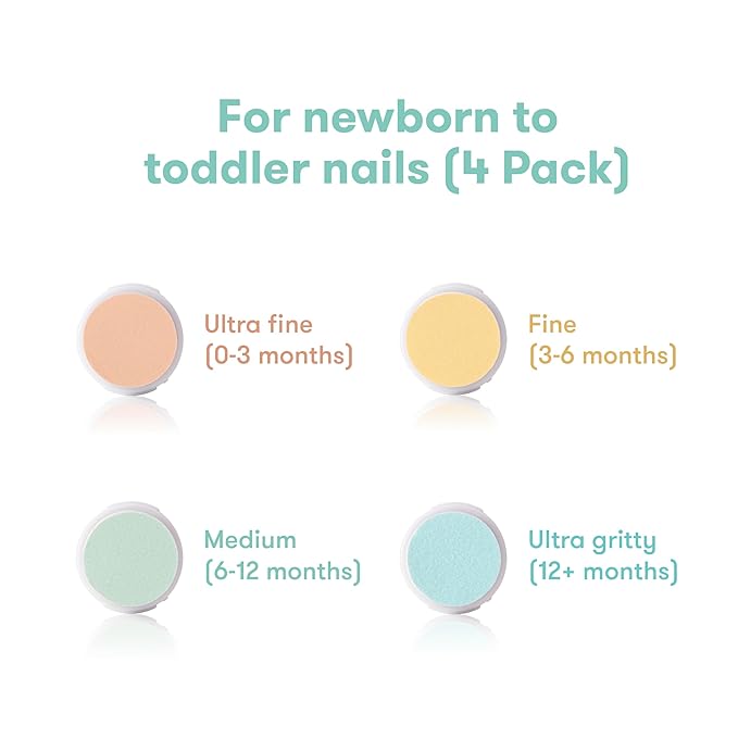 Frida Baby Electric Nail Buffer Replacement Pads | Safe + Easy Grooming, Trimming, and Nail Filing for Newborn, Toddler, or Children's Fingernails and toenails, 4 Buffer Pads (Pack of 2)