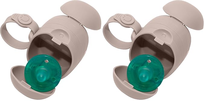 Ubbi On-The-Go Dual Pacifier Holder, Keep's Baby's Binkies Clean and Accessible, Portable for Travel, Diaper Bag Accessory Must Have for Newborns, Taupe, 2-Pack