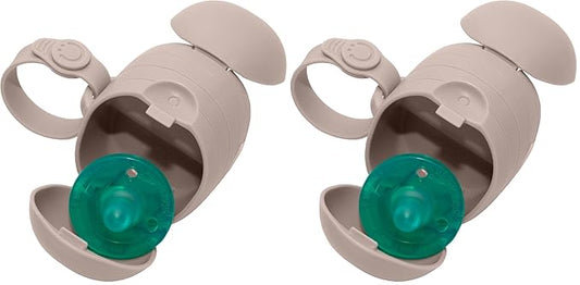 Ubbi On-The-Go Dual Pacifier Holder, Keep's Baby's Binkies Clean and Accessible, Portable for Travel, Diaper Bag Accessory Must Have for Newborns, Taupe, 2-Pack