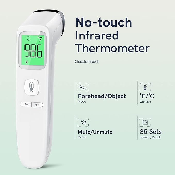 No-Touch Thermometer LCD White + LED White
