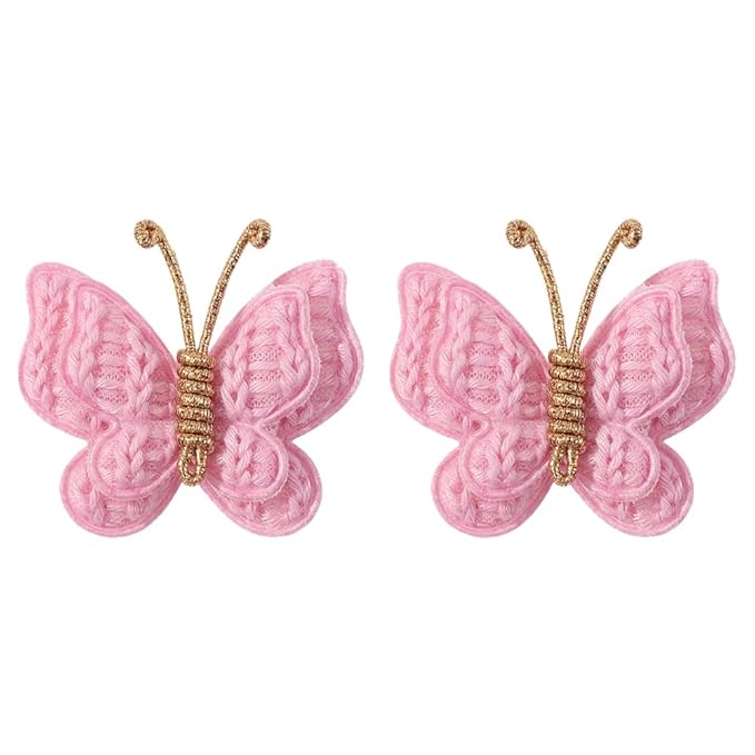 Pack of 2 hair bows girls. Kids’Fashionable Artificial Butterfly Hair Clips (Peach red)