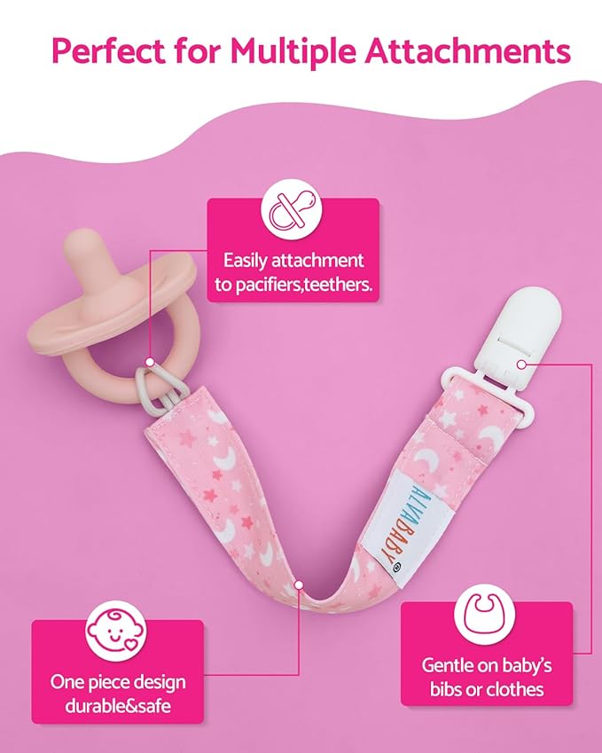 ALVABABY Pacifier Clips 8 Pack Pacifier Binky Paci Holder Leashes for Teethers 8DP23A