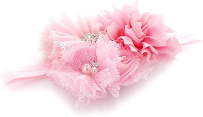 My Lello Shabby Fabric Flower Cluster Headbands Baby - Girls - Toddler Stretchy Elastic