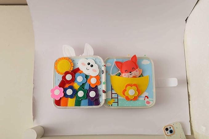 GOODMOM Busy Book for Toddlers Age 1-3 - Interactive Quiet Felt Activity Book, Travel Toys for Kids,Learning Toys, Fine Motor Skills, Color Shape Recognition,