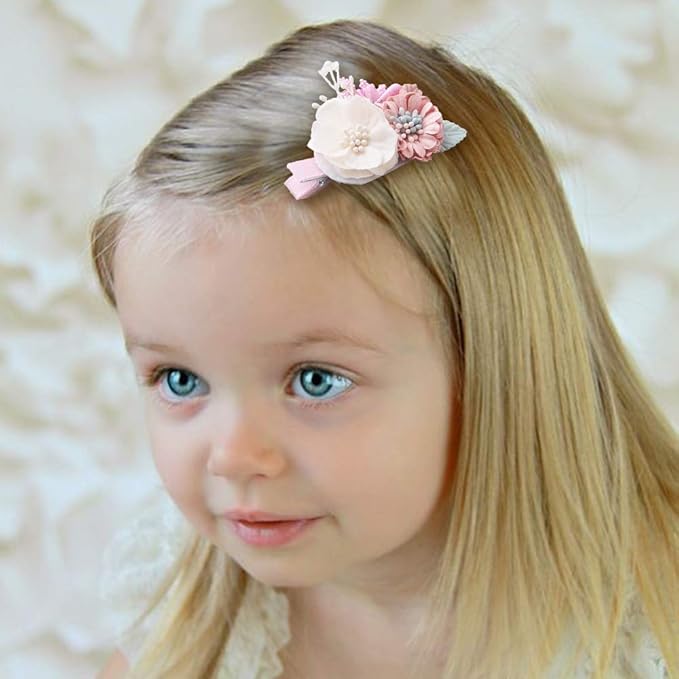 Flower Hair Clips Set-Cherrboll 3pcs Floral Hair Bow Accessories for Baby Girl Toddles Teen Gifts