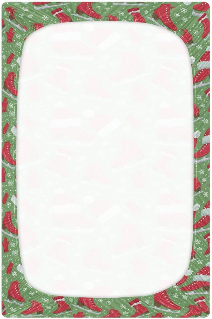 Baby Crib Sheet Winter Hats Mittens Scarves Crib Mattress for Boys and Girls Playard Sheet Soft Breathable Fitted Baby Mattress Cover 52x28in
