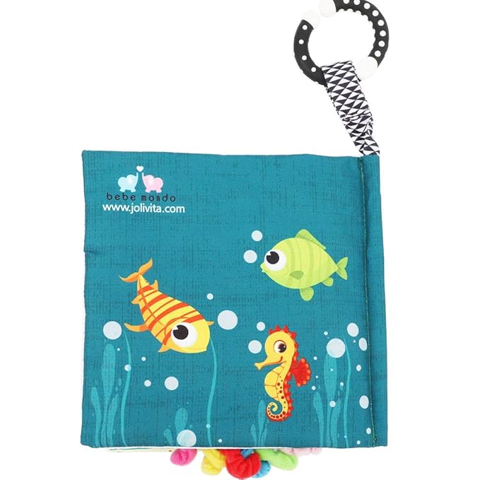 Fish Baby Books Toys, Touch Feel Cloth Crinkle Books for Babies,Baby Infant Toys 0-6, 6-12,12-18 Months,Early Learning Education, Easter Baby Gifts Shower for Boys Girls, Teething, Mirror,Shark Ocean