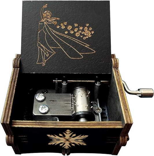 Bolunlun Frozenn Music Box, Wooden Hand Crank Music Box, Wooden Toys for Movie Fans, Gifts for Kids/Sons/Daughters, Perfect for Valentine's Day, Birthday, Halloween and Christmas. (Frozenn song)
