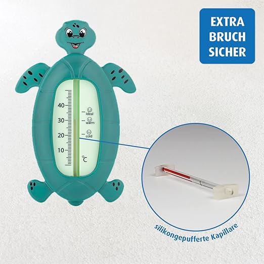 Reer Turtle Baby Thermometer for Bath, Child-Proof Bath Thermometer, Green