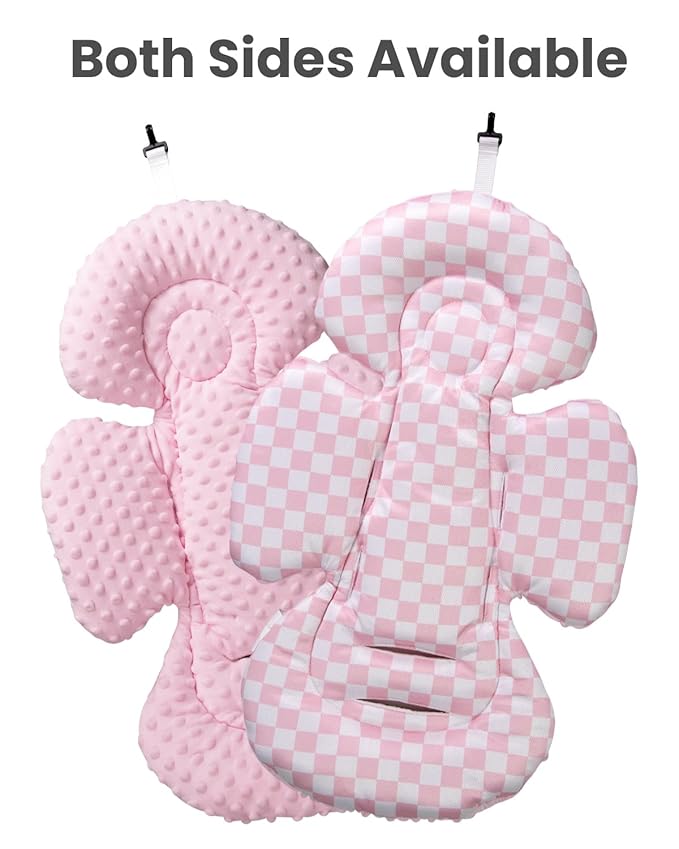 Infant Insert Compatible with 4moms Mamaroo Swing and Infant Carseat, Including 3 Replacement Balls, Reversible Newborn Insert for Baby Swing, Stroller, Bouncer, Soft Fabric - Dotted Pink